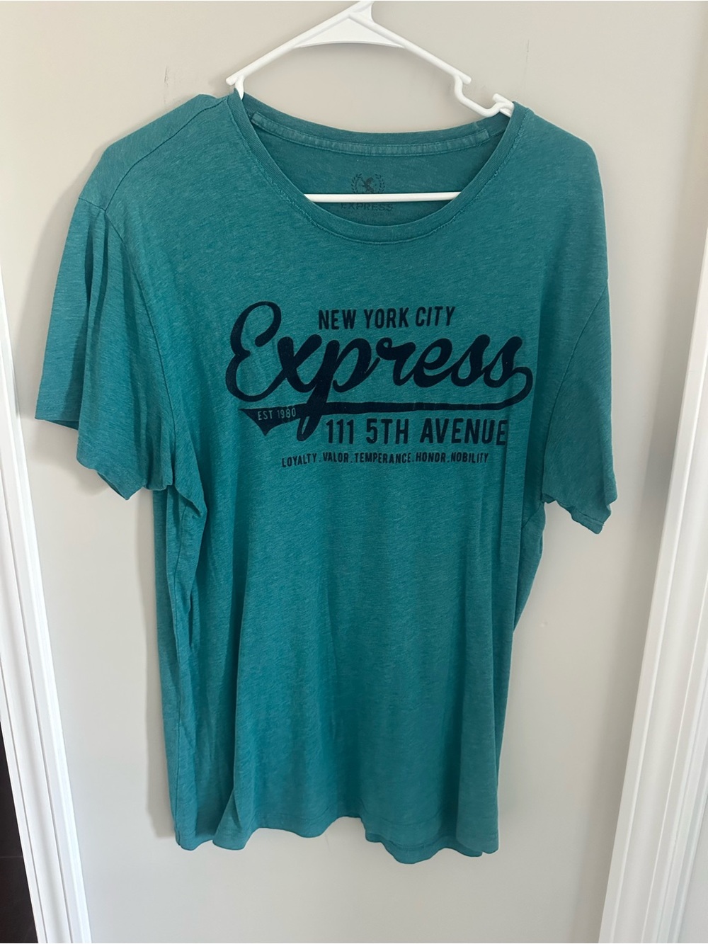 Express Teal Short Sleeve Graphic Tee